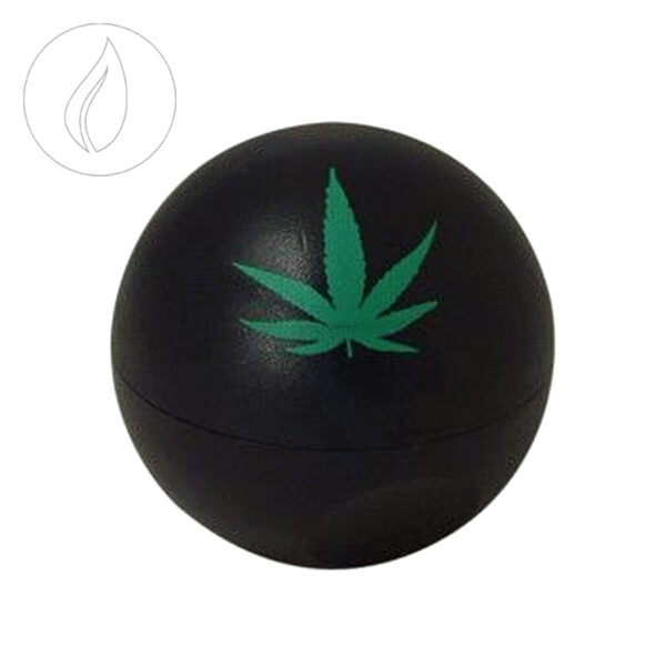 Ball Grinder with Hemp Leaf black